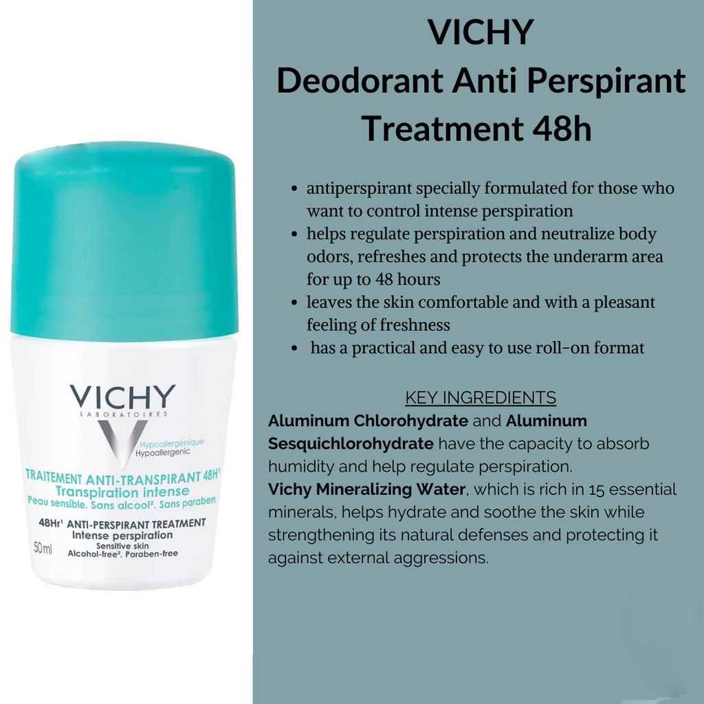 Vichy, 48 Hours Anti Perspirant Deodorant Intensive Treatment, Long-lasting sweat and odor protection, 50 ml