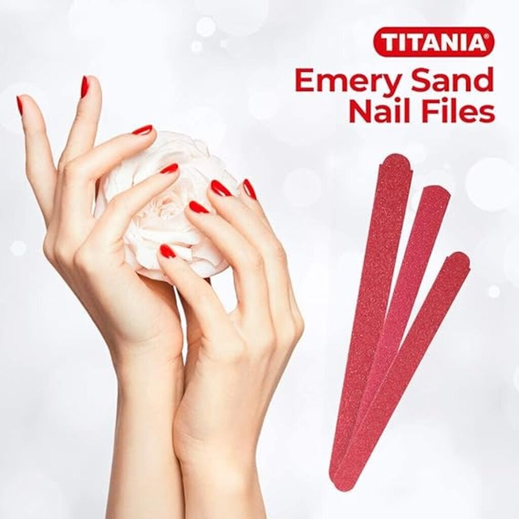 Titania, Nail File Wood Medium 15 cm, Medium grit wooden nail file for shaping, 15 cm