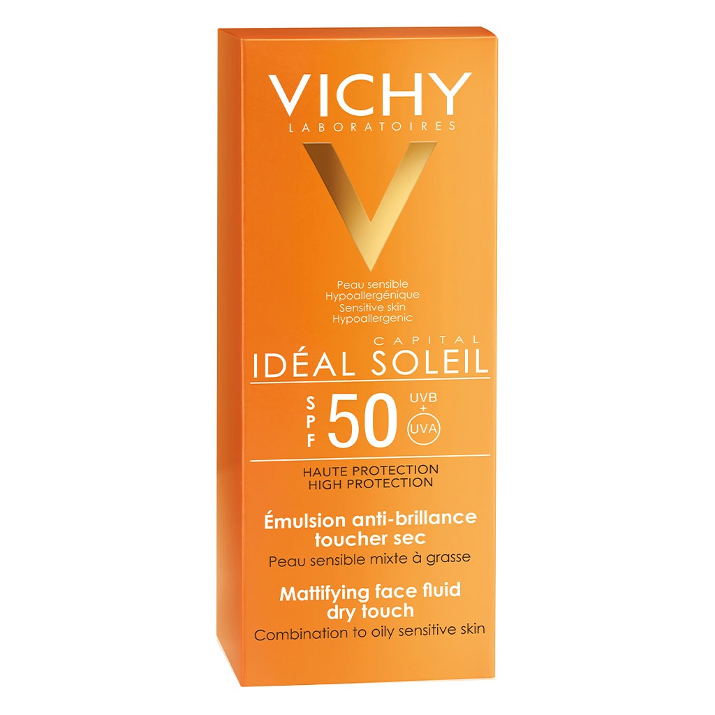 Vichy, Capital Soleil Dry Touch Emulsion SPF 50, Lightweight sunscreen with dry touch finish, 50 ml