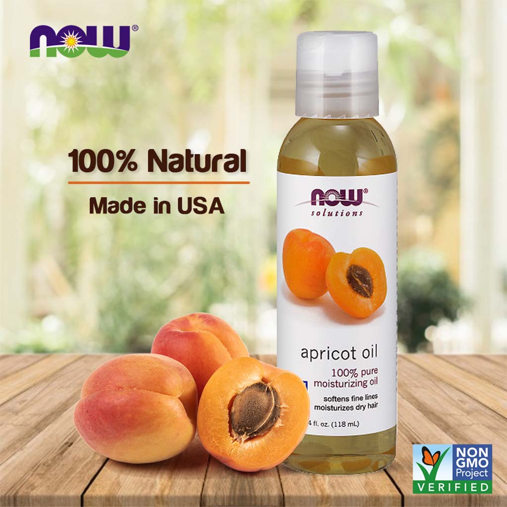 Now, Apricot kernel oil, Natural oil for skin and hair nourishment, 118ml