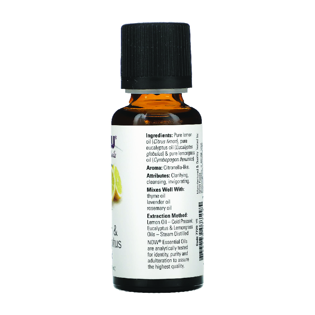 Now, Essential Lemon & Eucalyptus Oil, Pure essential oils for aromatherapy and wellness, 30ml