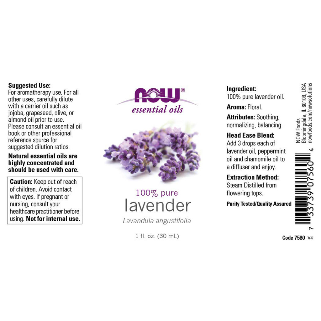 Now, Essential Oils Lavender Oil for Aromatherapy, Pure lavender oil for relaxation and skin care, 30ml