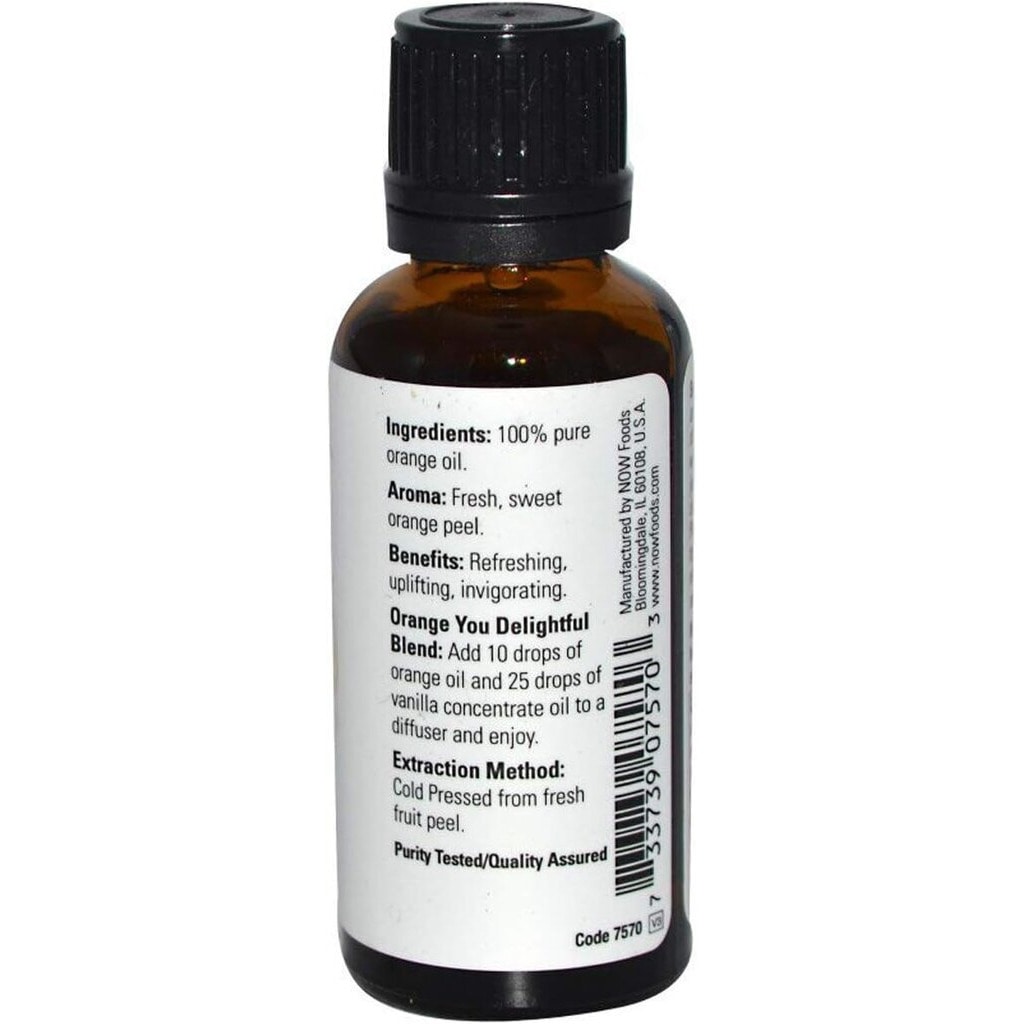Now, Orange Oil, Pure essential oil for aromatherapy and topical use, 30ml