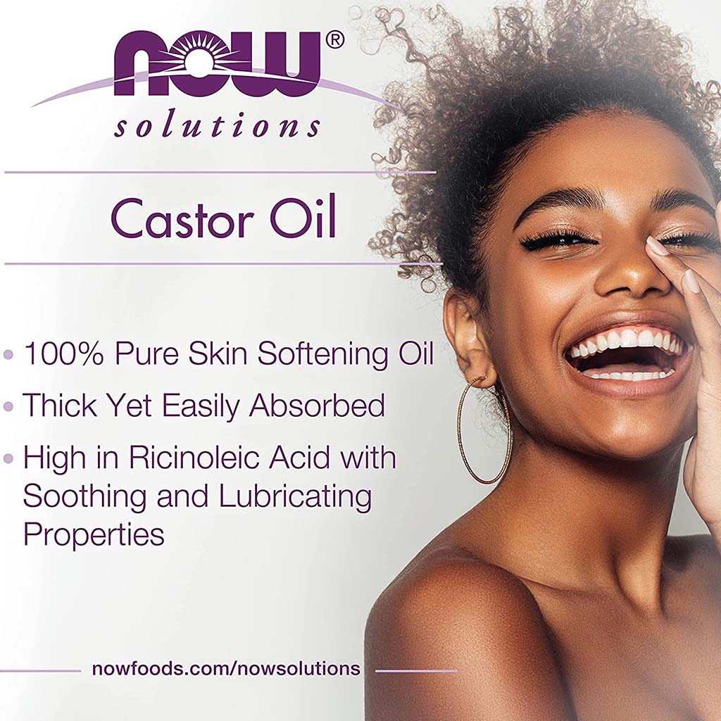 Now Solutions, Castor Oil 100% Pure Skin Softener, Natural oil for skin hydration and hair care, 118ml
