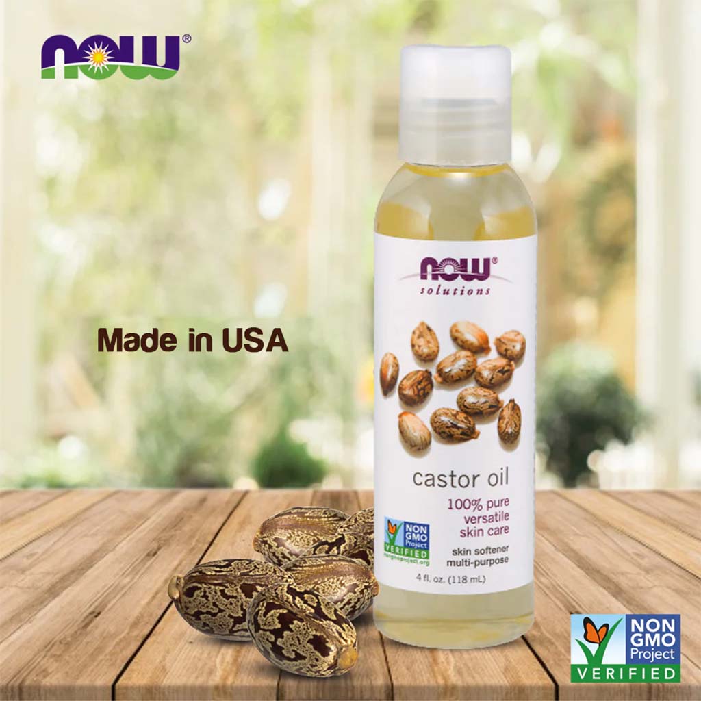 Now Solutions, Castor Oil 100% Pure Skin Softener, Natural oil for skin hydration and hair care, 118ml