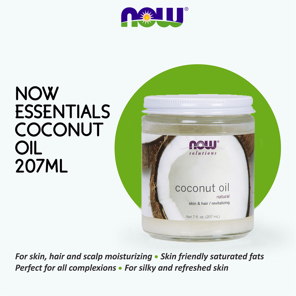 Now Solutions, Natural Coconut Oil for Skin & Hair Revitalizing, Pure coconut oil for skin and hair nourishment, 207ml