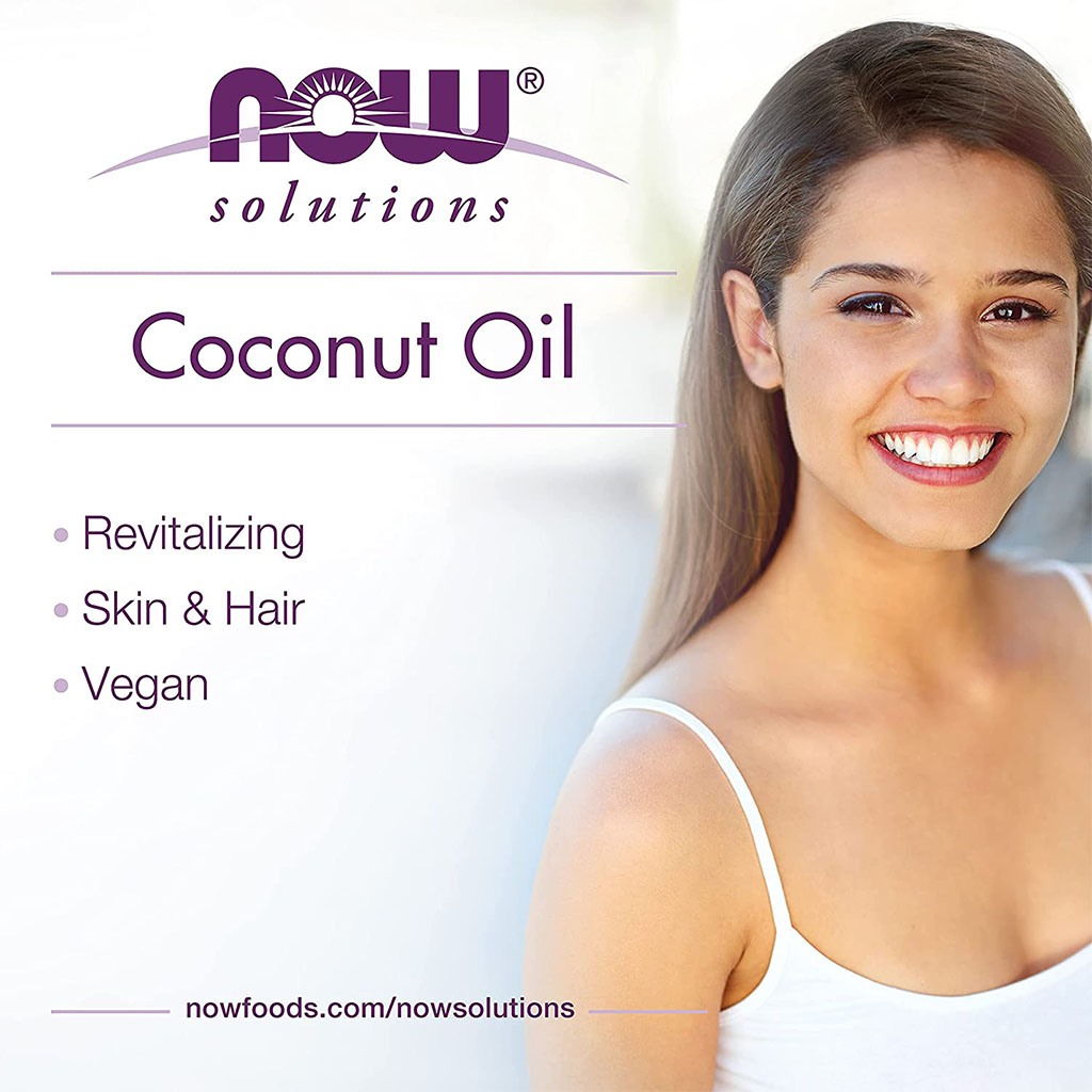 Now Solutions, Natural Coconut Oil for Skin & Hair Revitalizing, Pure coconut oil for skin and hair nourishment, 207ml