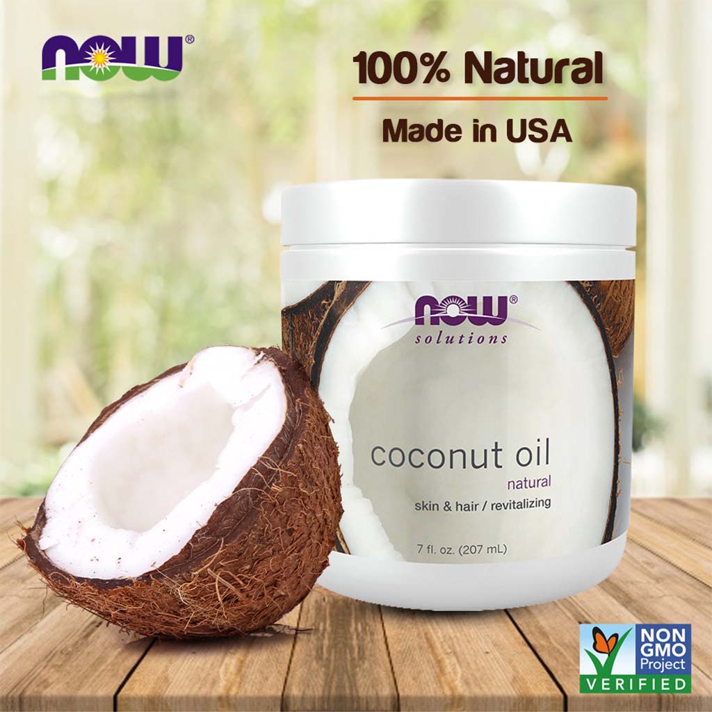 Now Solutions, Natural Coconut Oil for Skin & Hair Revitalizing, Pure coconut oil for skin and hair nourishment, 207ml