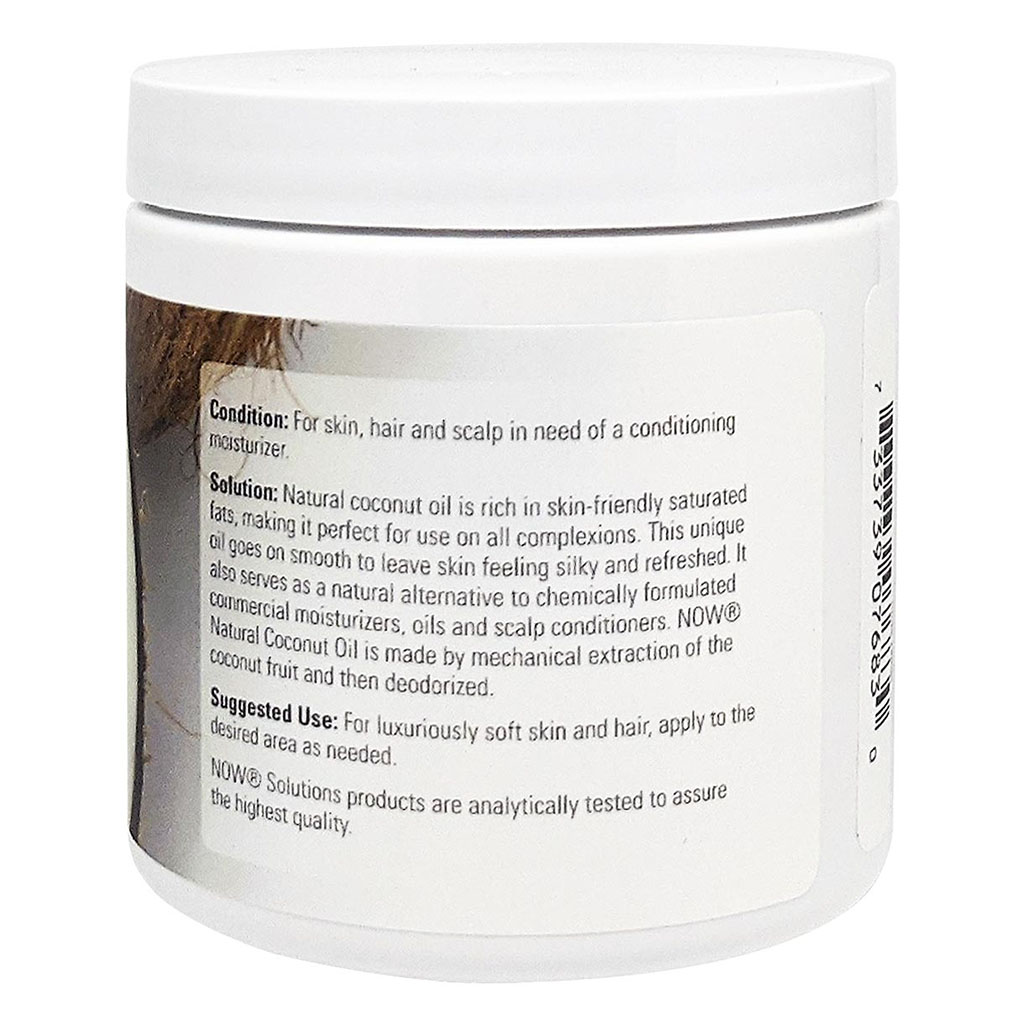 Now Solutions, Natural Coconut Oil for Skin & Hair Revitalizing, Pure coconut oil for skin and hair nourishment, 207ml