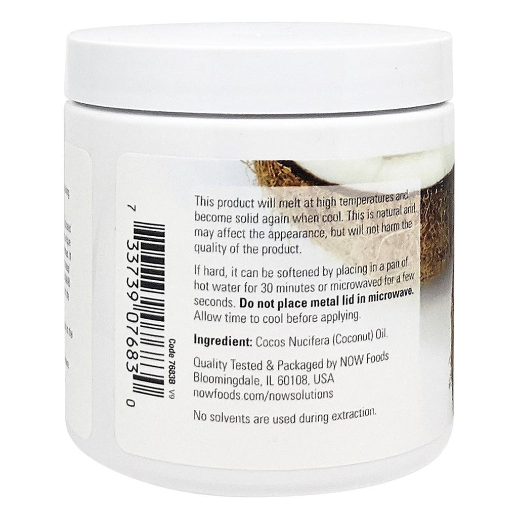 Now Solutions, Natural Coconut Oil for Skin & Hair Revitalizing, Pure coconut oil for skin and hair nourishment, 207ml