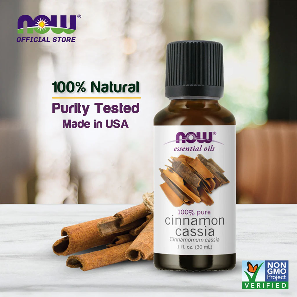 Now, Essential Oils Cinnamon Cassia Oil, Aromatherapy oil for warming and stimulating, 30ml