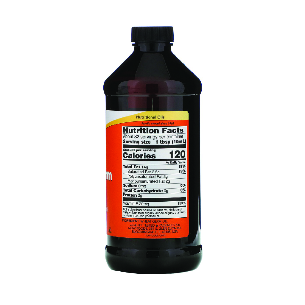 Now, Organic Wheat Germ Oil, Cold-pressed wheat germ oil for skin and hair, 473ml