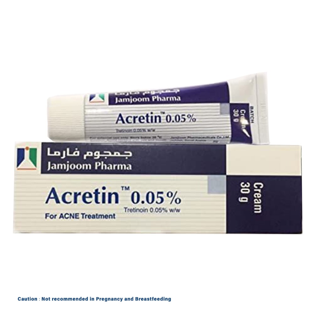 Acretin, 0.50% Cream, Topical retinoid cream for acne treatment and skin renewal, 30 g