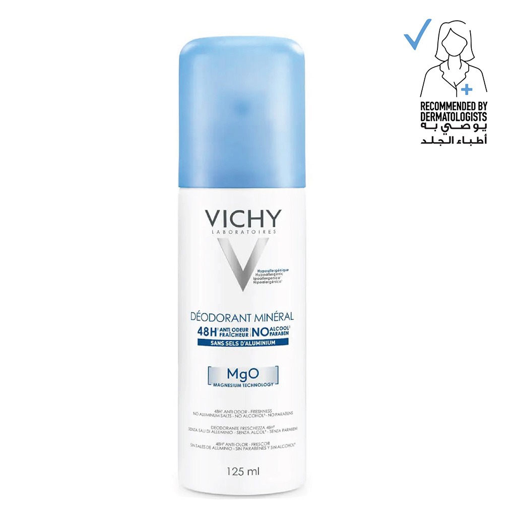 Vichy, 48 hour aluminum free mineral deodorant spray, Effective odor control with refreshing spray, 125 ml