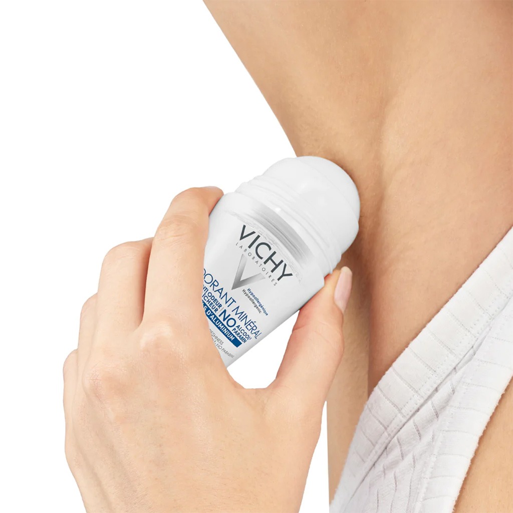 Vichy, 48 hours anti-odour aluminum free mineral deodorant roll-on, Long-lasting odor protection with gentle formula, 50 ml