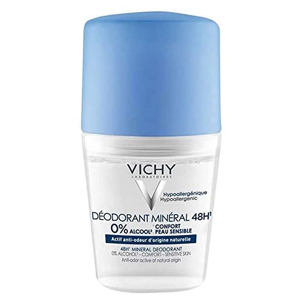 Vichy, 48 hours anti-odour aluminum free mineral deodorant roll-on, Long-lasting odor protection with gentle formula, 50 ml