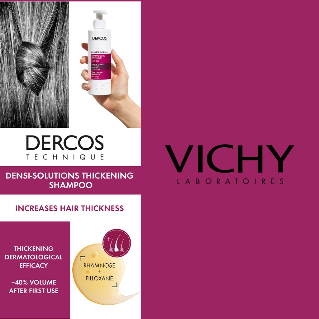 Vichy, Dt Densisolution Shampoo, Hair density booster shampoo for thinning hair, 250 ml