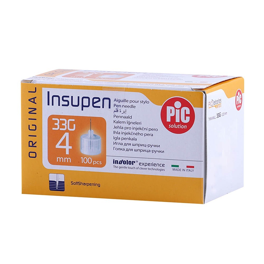 Pic Solution Insupen 4 mm Insulin Pen Needle 33G 100's