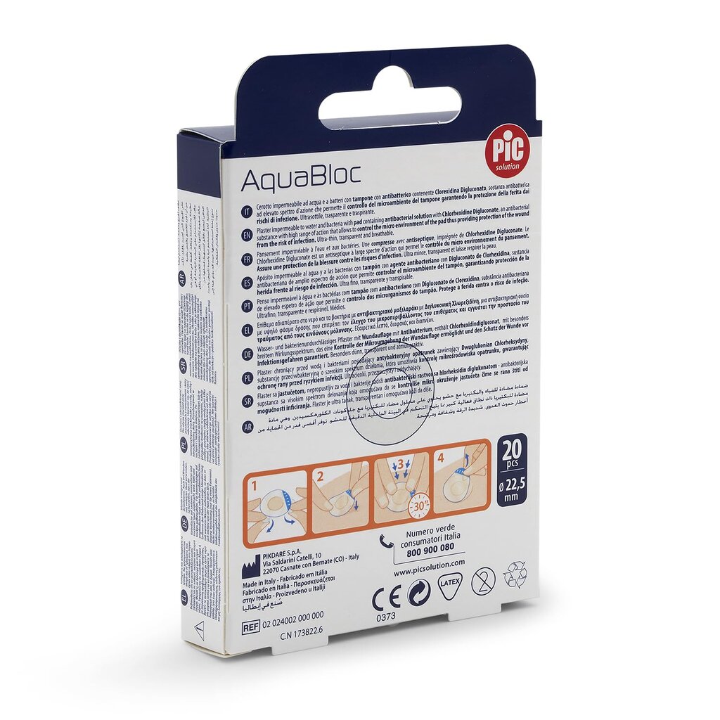 Pic Solution, AquaBloc Plaster Medium, Waterproof plaster for medium wounds