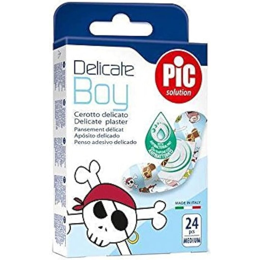 PIC Solution, Delicate Boy Antibacterial Plaster, Protective antibacterial bandages for cuts, 24 pcs
