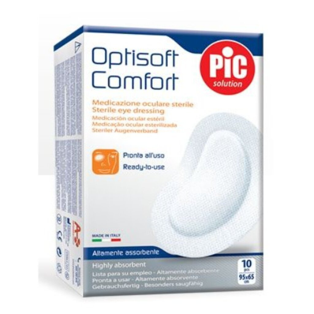 Pic Solution, Optisoft comfort eye pad adhesive edge, Soft sterile eye pads with adhesive border, 10 pads