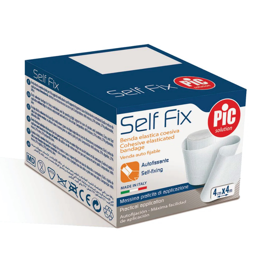 Pic Solution, Self-Fix Self Adhesive Bandage, Flexible adhesive bandage for wound protection, 4cm x 4m