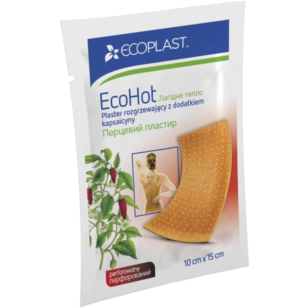 Ecoplast, Ecohot plaster 10 cm x 15 cm, Heat therapy plaster for muscle pain relief