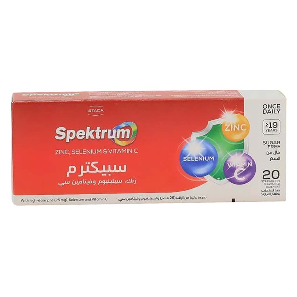 Spektrum, Strawberry Flavoured Lozenges, Soothing lozenges for sore throat relief, 20 tablets