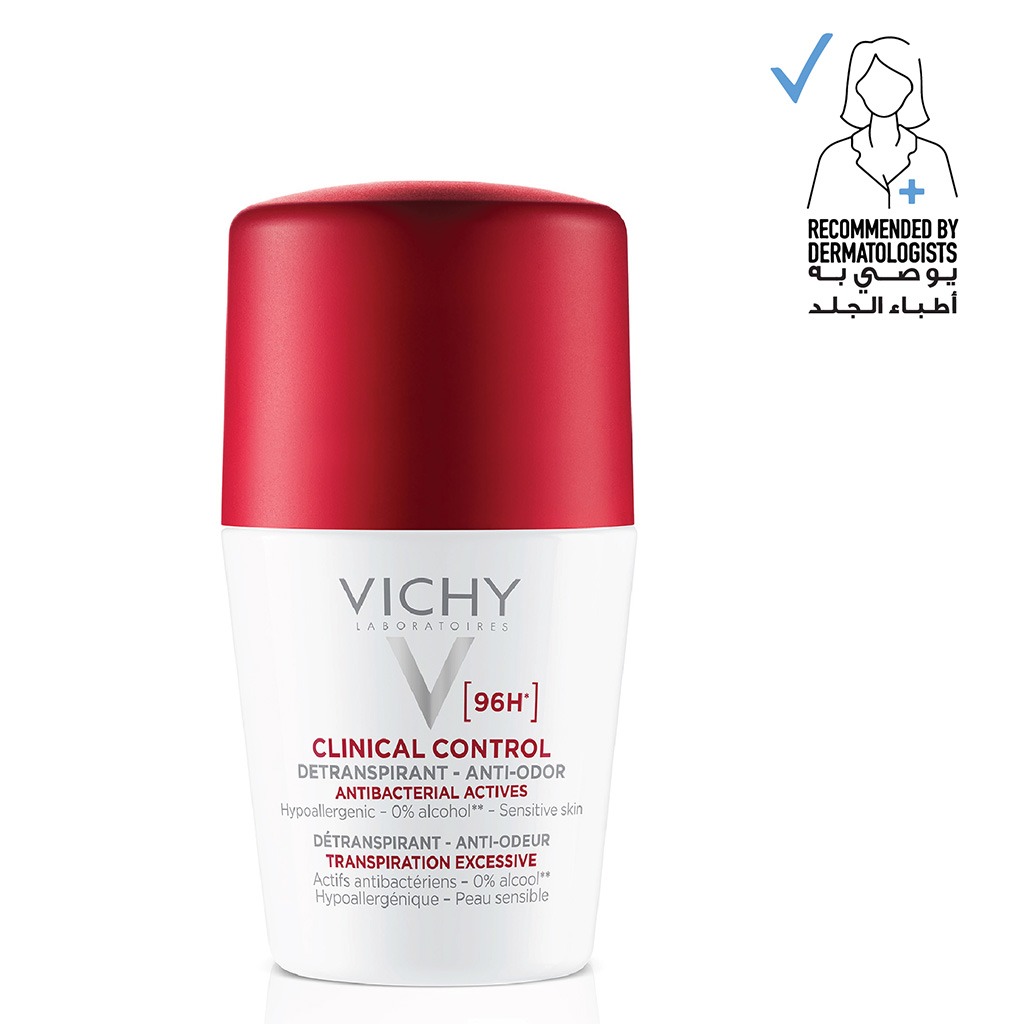 Vichy, Deo Clinical Control 96H Roll-On Women, Long-lasting clinical deodorant for women