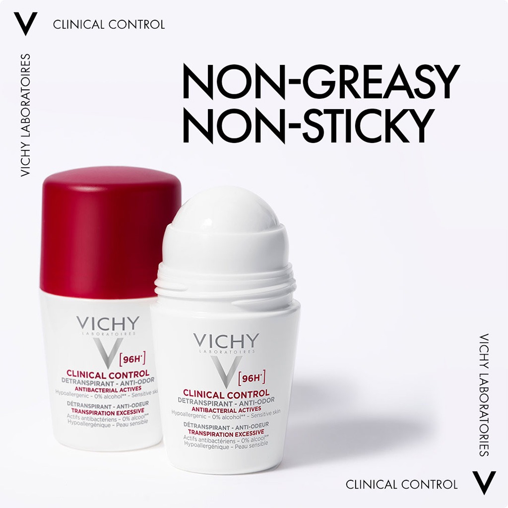 Vichy, Deo Clinical Control 96H Roll-On Women, Long-lasting clinical deodorant for women