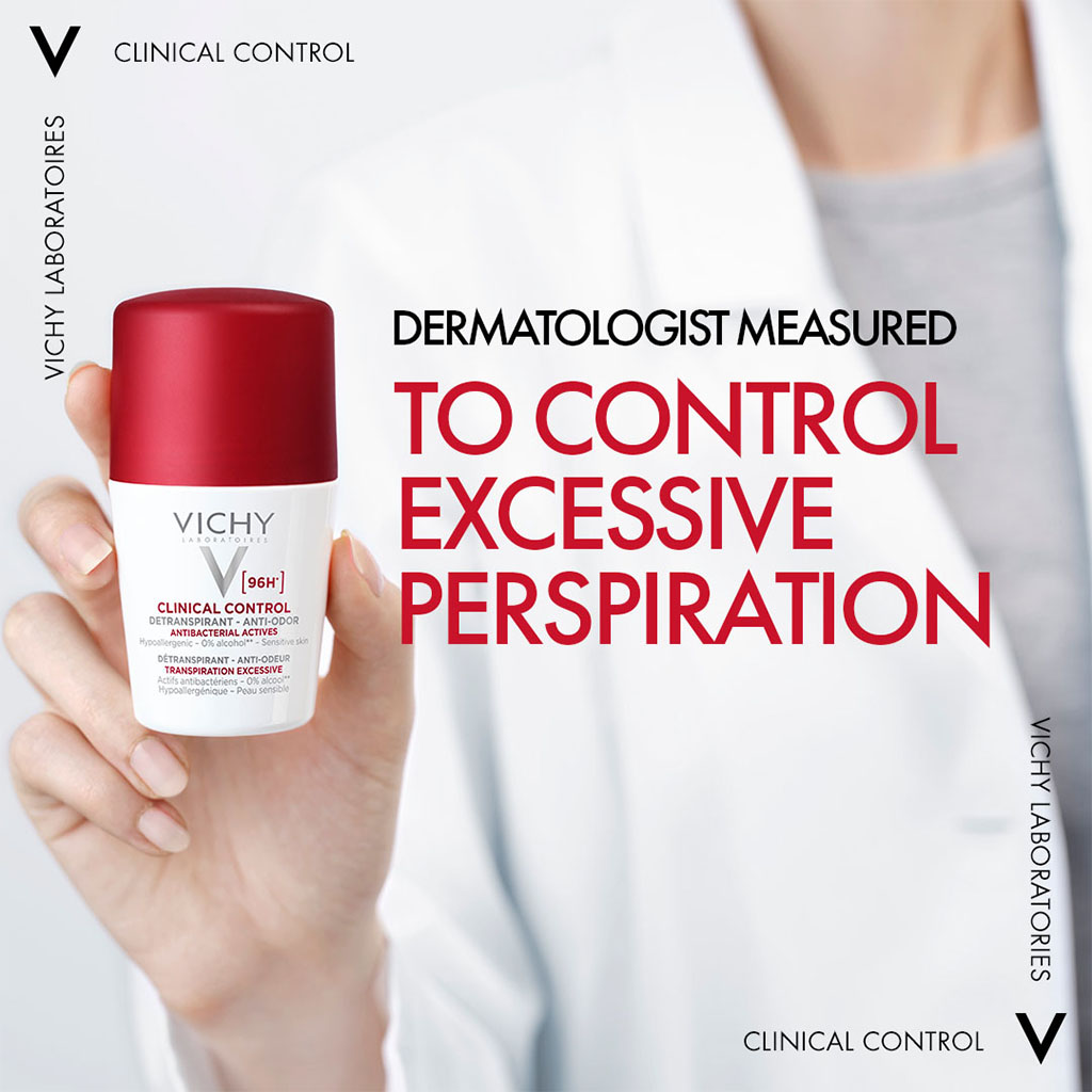 Vichy, Deo Clinical Control 96H Roll-On Women, Long-lasting clinical deodorant for women