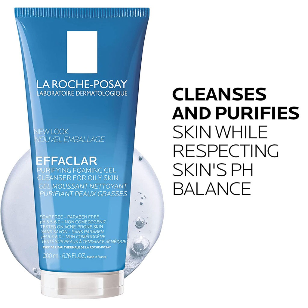 La Roche-Posay, Effaclar Acne Foaming Cleansing Gel, Foaming gel cleanser for oily and acne-prone skin, 200ml