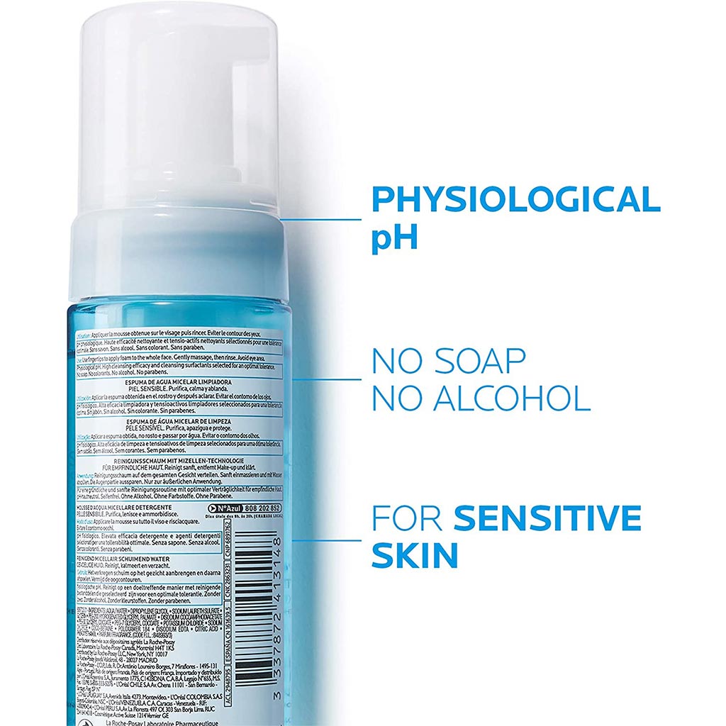 La Roche-Posay, Cleansing and Make-Up Removing Physiological Foaming Water, Gentle foaming cleanser for sensitive skin, 150ml