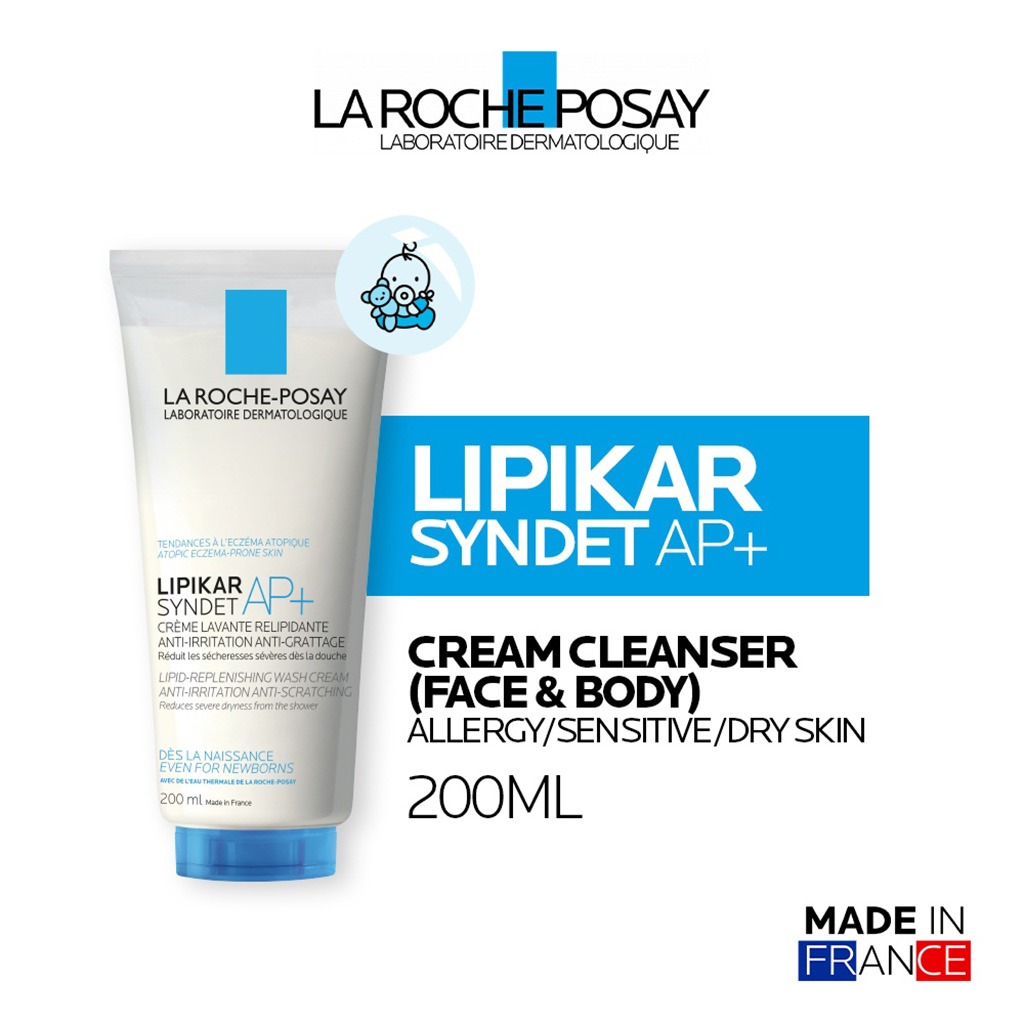 La Roche-Posay, Lipikar Syndet AP+ Body Wash, Cleansing wash for extremely dry, atopic eczema-prone skin, 200ml