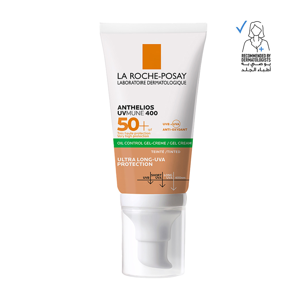 La Roche-Posay, Anthelios UVMune 400 SPF50+ Oil Control Tinted Gel Cream, High protection tinted gel cream for oily skin, 50ml