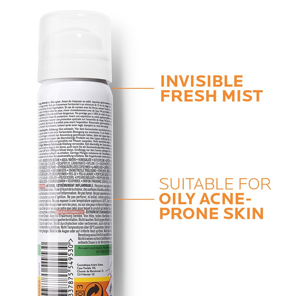 La Roche-Posay Anthelios Anti-Shine Invisible Sunscreen Face Mist SPF50 For All Skin Types 75ml