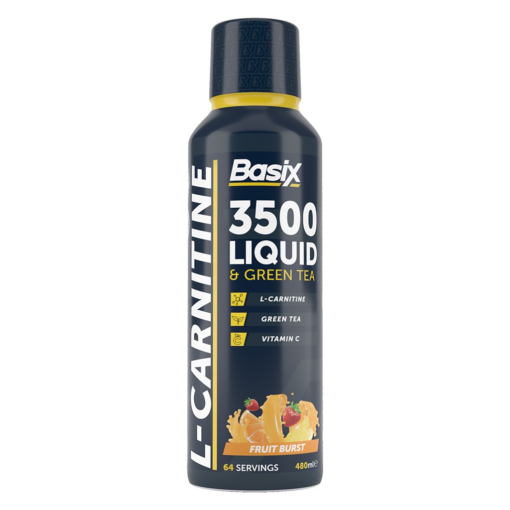 Basix, L-Carnitine 3500 & Green Tea Liquid, Fruit punch flavor endurance support drink, 480 ml