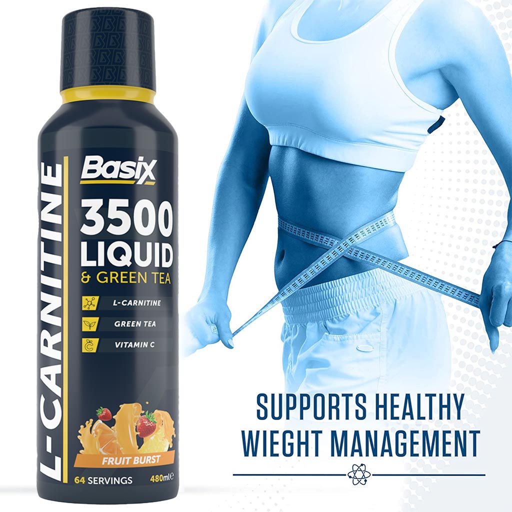 Basix, L-Carnitine 3500 & Green Tea Liquid, Fruit punch flavor endurance support drink, 480 ml