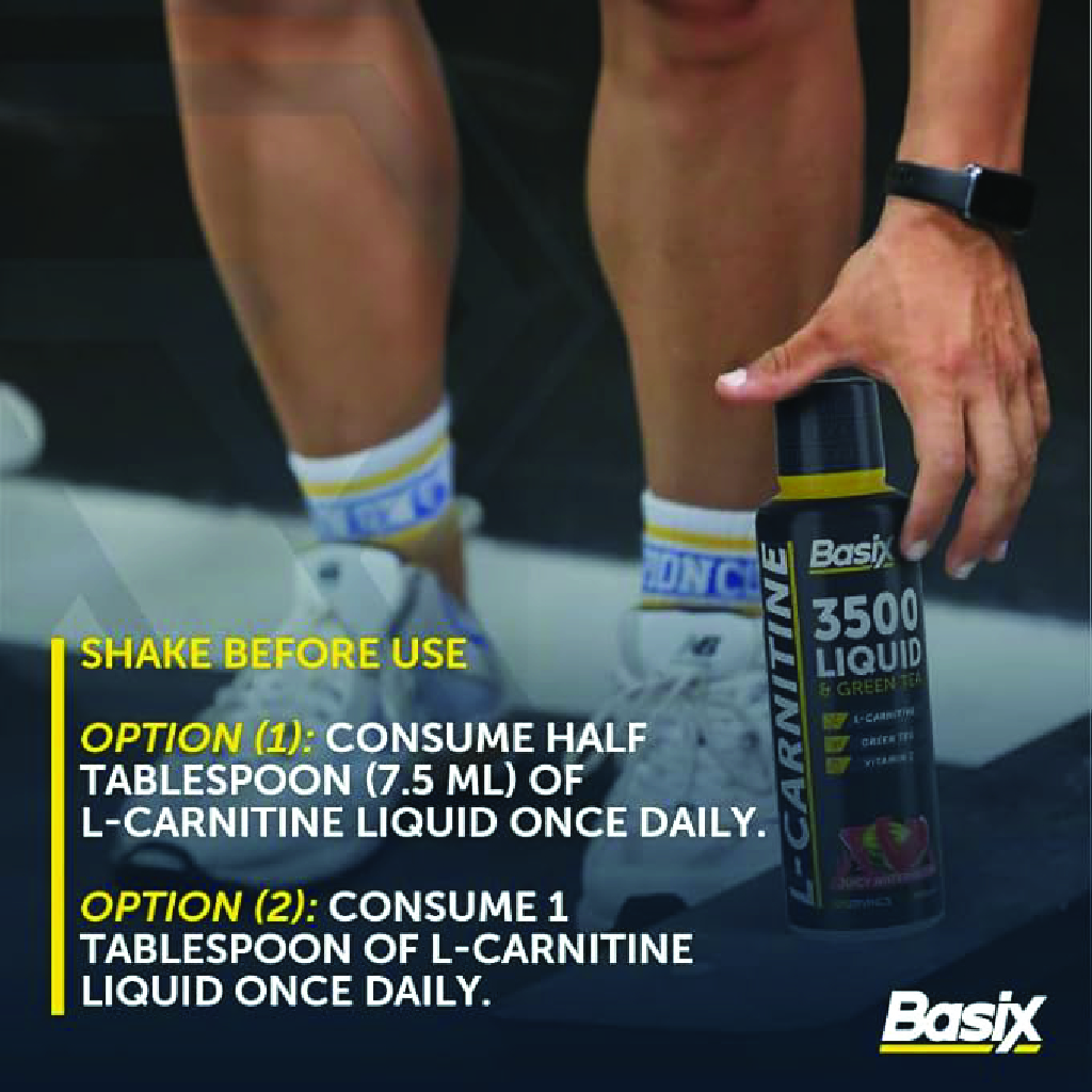 Basix, L-Carnitine Watermelon Flavor, Energy and metabolism support supplement, 480 ml