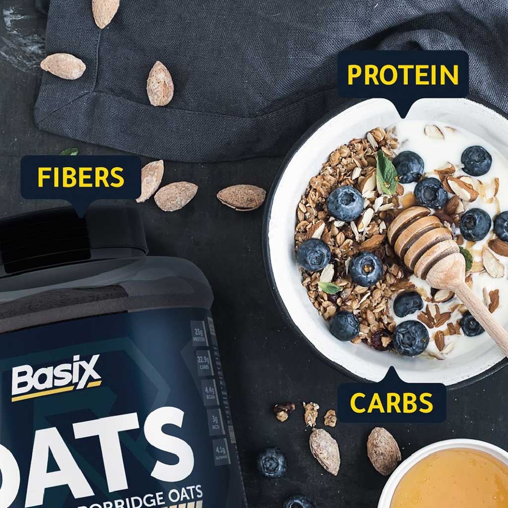Basix, Oats High Protein Porridge with Proteins and MCTs Golden Syrup, Nutrient rich breakfast porridge, 3kg