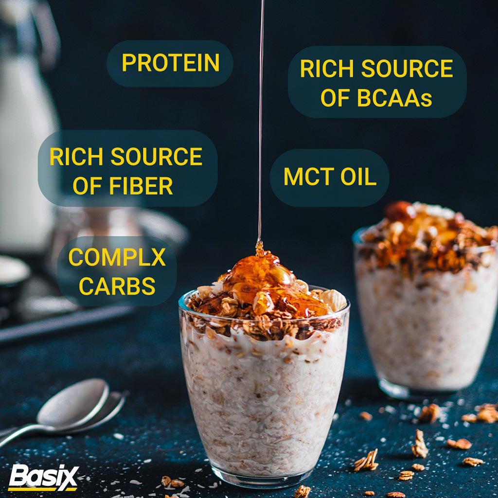 Basix, Oats High Protein Porridge with Proteins and MCTs Golden Syrup, Nutrient rich breakfast porridge, 3kg