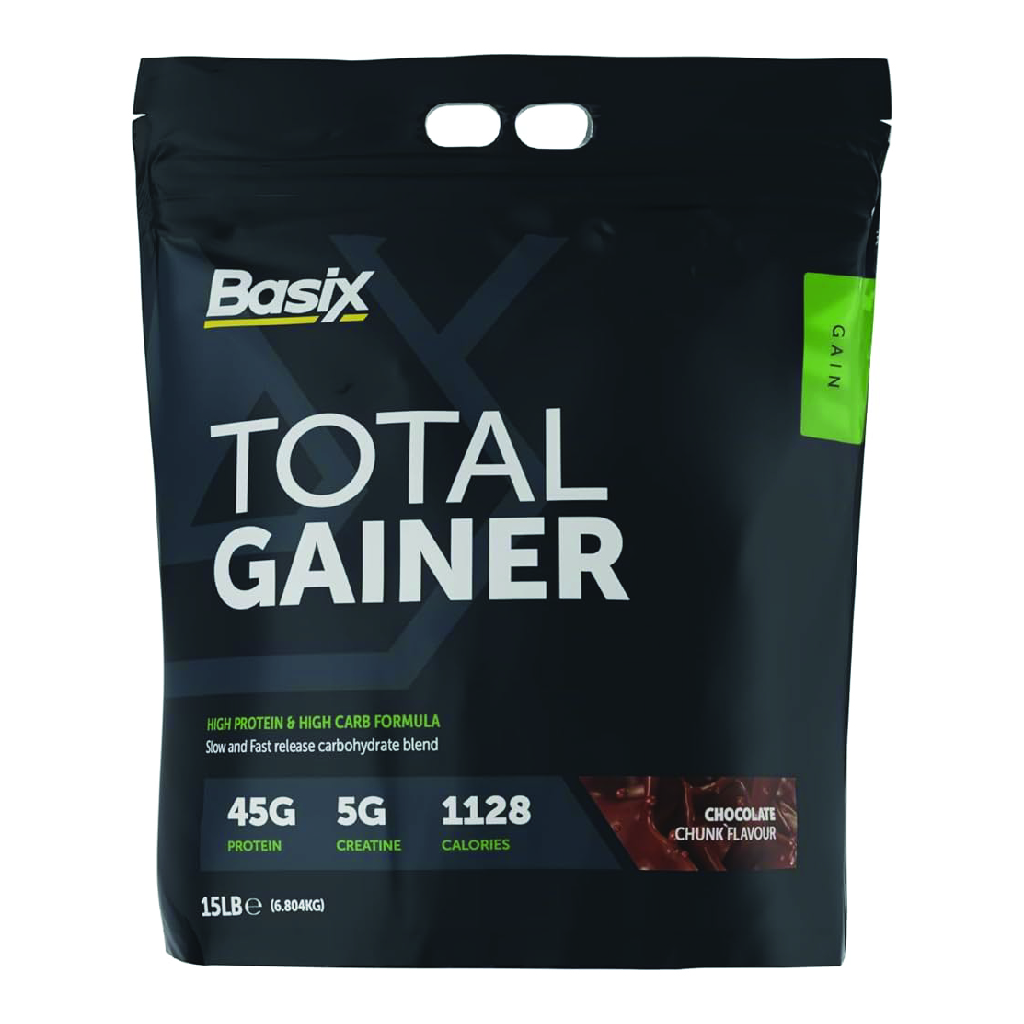 Basix, Total Gainer Chocolate Chunk, High-calorie mass gainer for muscle growth, 15 lb