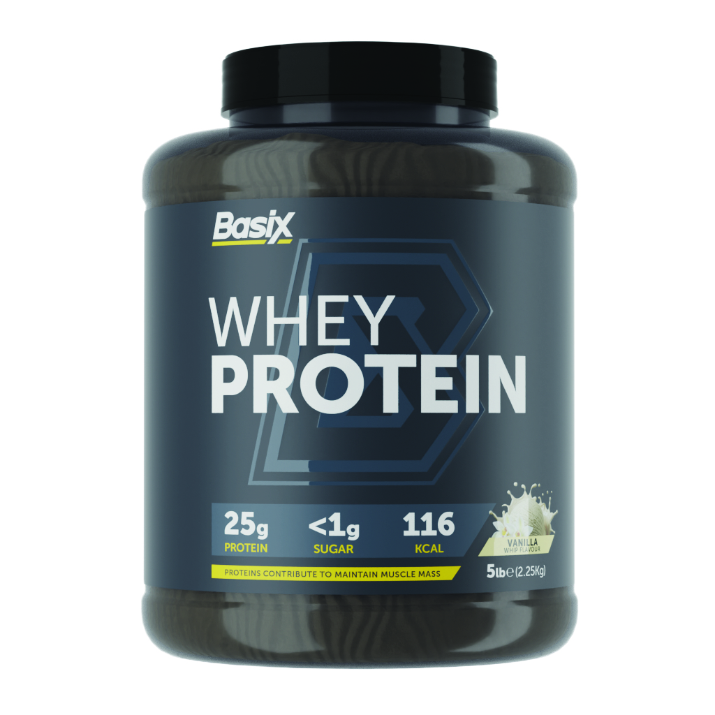Basix, Whey Protein Vanilla Whip, High protein powder for muscle recovery, 5 lb