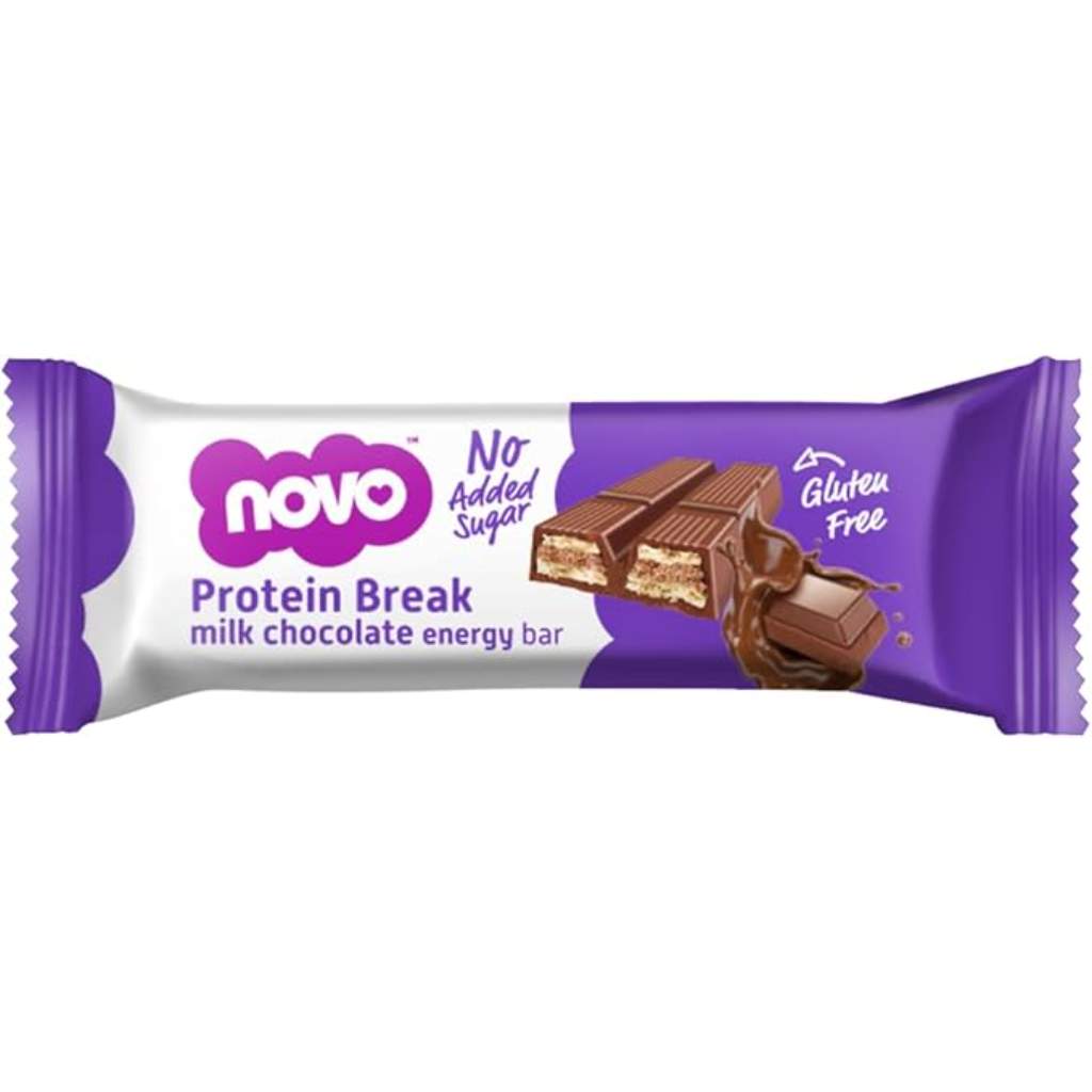 Novo, Protein Break Bar Milk Chocolate, Milk chocolate protein snack bar, 21.5g