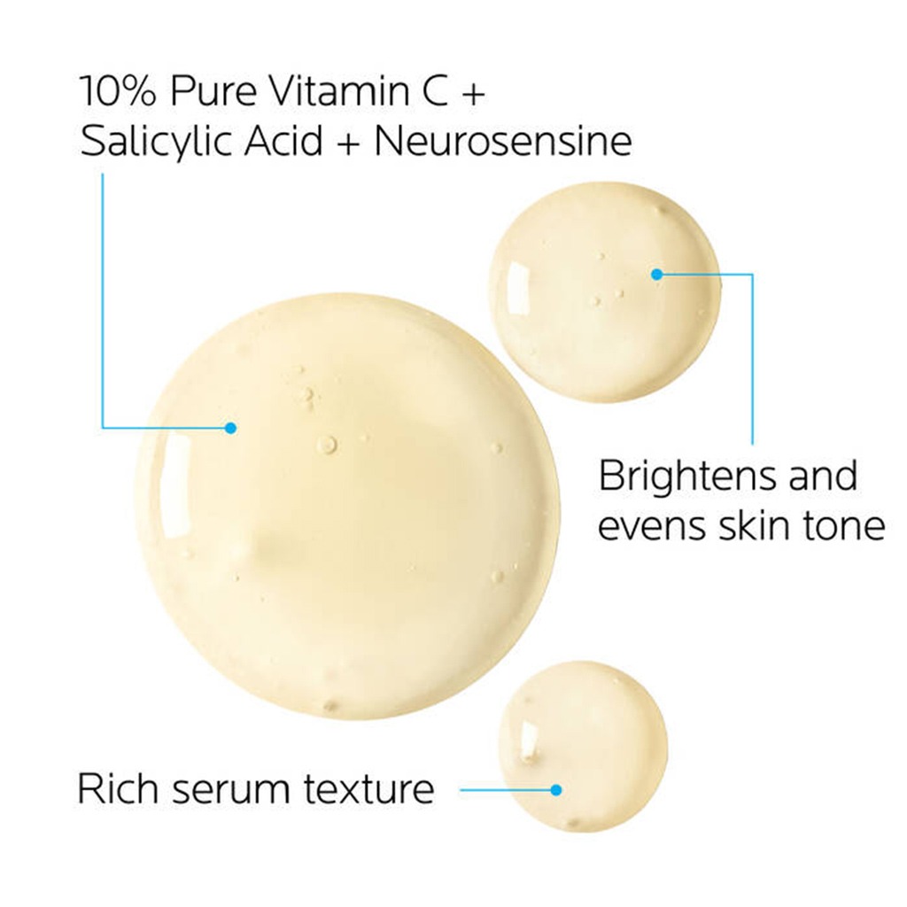 La Roche-Posay, 10% Pure Vitamin C Anti-Aging Face & Neck Serum, Antioxidant serum for wrinkle reduction, 30 ml