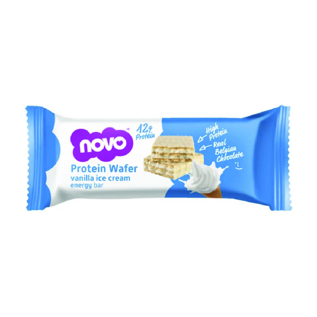 Novo, Wafer Vanilla Ice Cream, Creamy vanilla ice cream flavored wafer snack, 40g
