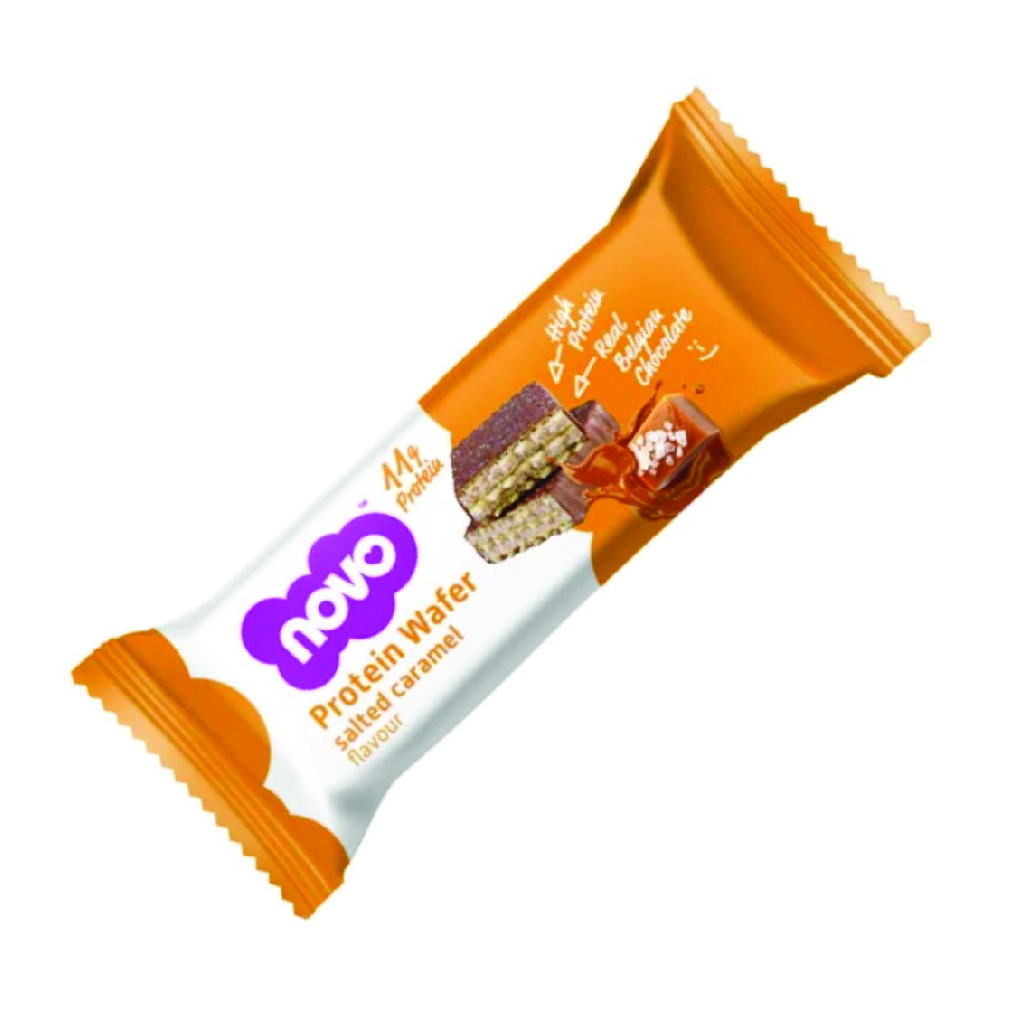 Novo, Wafer - Salted Caramel, Crispy salted caramel flavored wafer snack, 40g