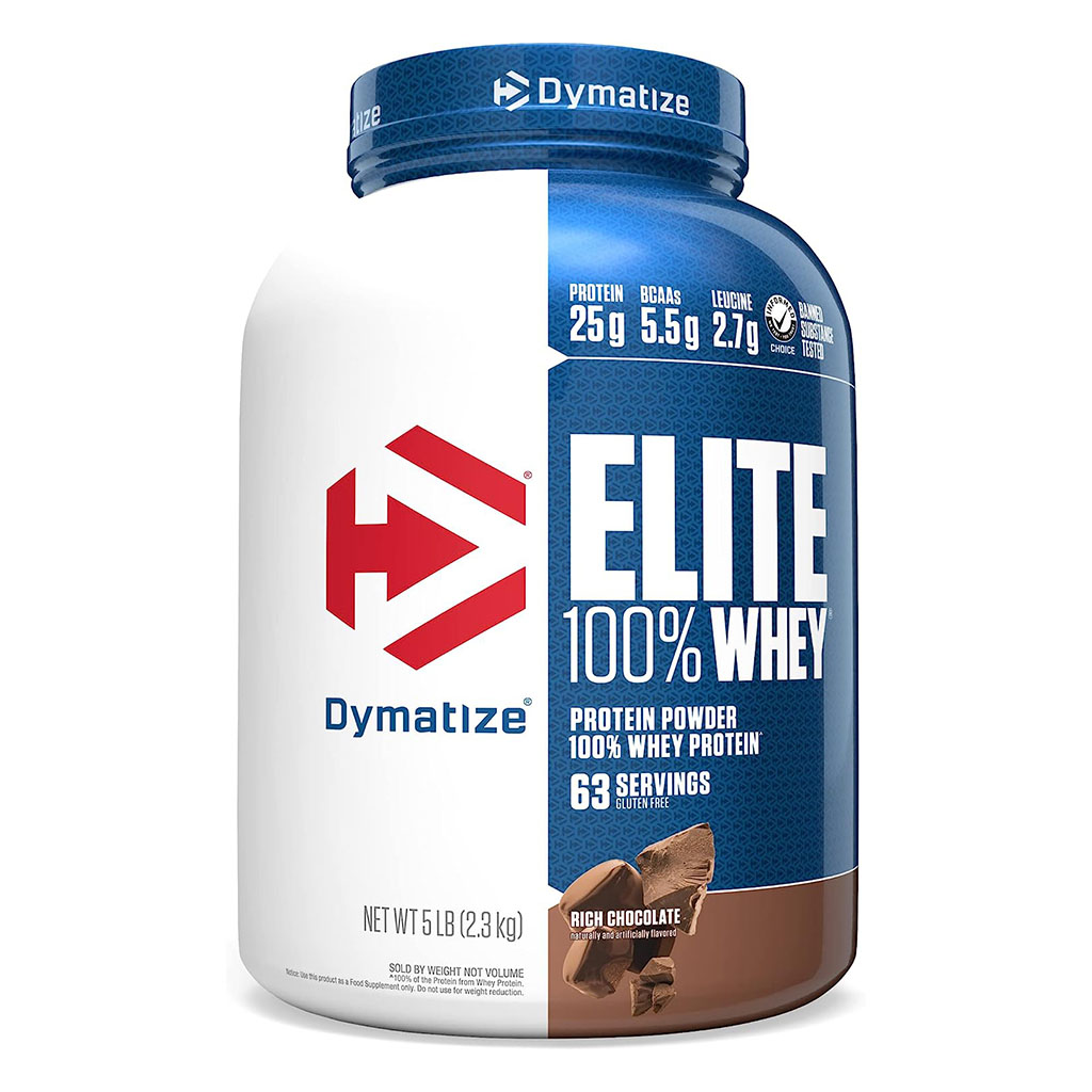 Dymatize, Elite 100% Whey Protein Powder Gluten Free Rich Chocolate, High-quality whey protein powder, 2.3kg