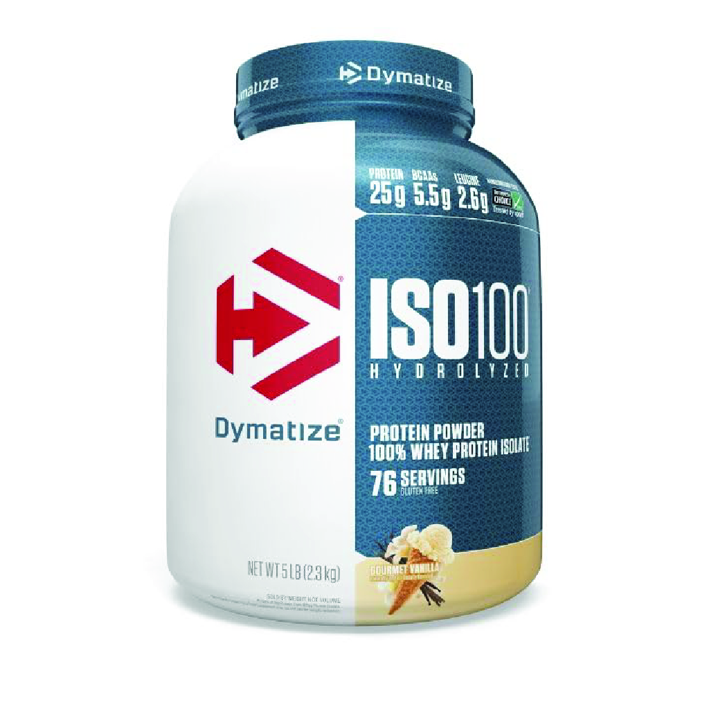 Dymatize, ISO 100 Hydrolyzed Protein Gourmet Vanilla, Fast absorbing protein powder for muscle recovery, 5 lbs