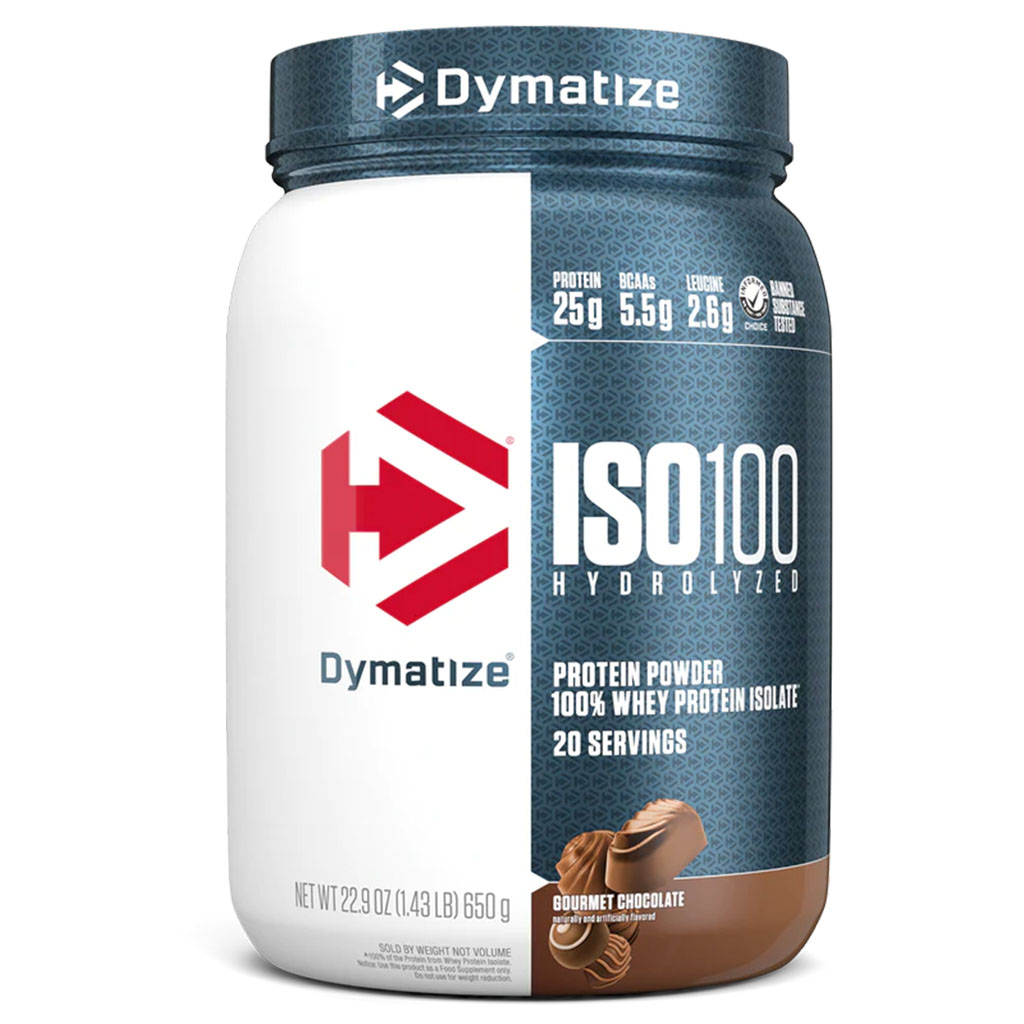 Dymatize, Iso 100 Gourmet Chocolate, Hydrolyzed whey protein isolate for muscle recovery, 650g